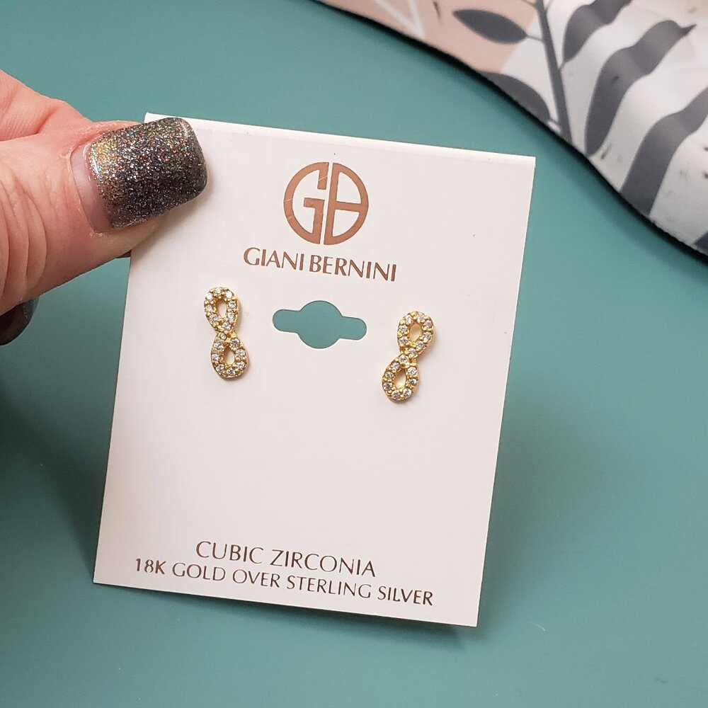 Giani Bernini, NWT 18K Gold over Sterling Silver Cubic Zirconia Infinity earring
